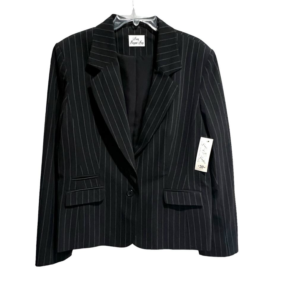 NWT Long Elegant Legs Business Blazer, Black w/pin stripes, Size 20